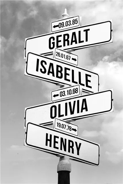 Personalized Intersection Street Sign with 4 Names Dates Canvas Painting One Piece Wall Art Custom Family Street Gift Home Decor 1