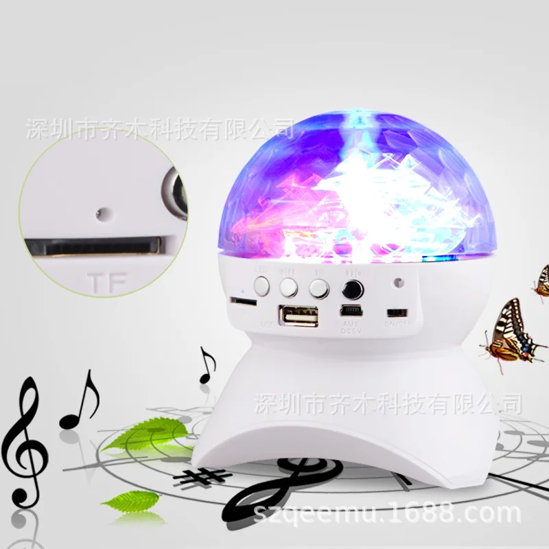 

QM Manufacturers Direct Selling MP3 Bluetooth Mini Crystal Magic Ball DJ Disco Lights 4-Color LED Stage Lamp