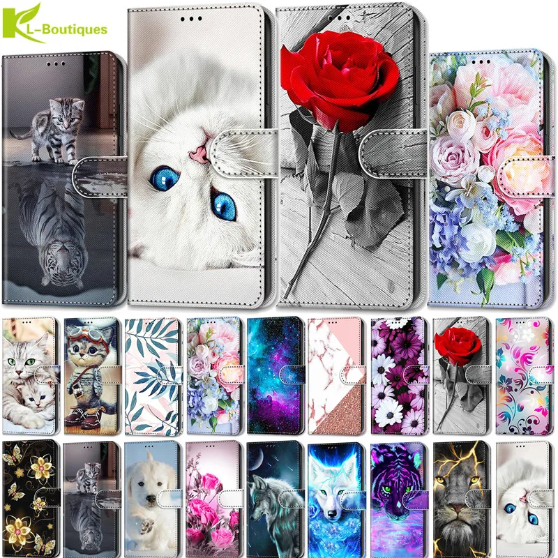 Redmi Note 10S Case Cartoon Animal Painted Coque for Xiaomi 10 S note10s XiomiRedmi 10s Cases Leather Flip Etui | Мобильные телефоны