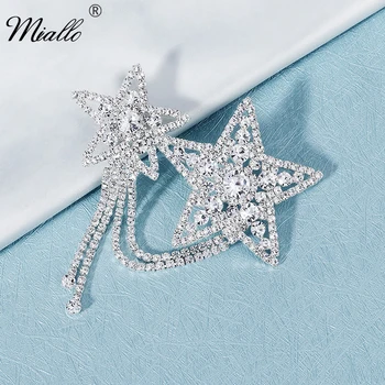 

Miallo Fashion Rhinestone Star Brooches for Women Accessories Crystal Silver Color Brooch Trendy Luxury Prom Jewelry Gifts