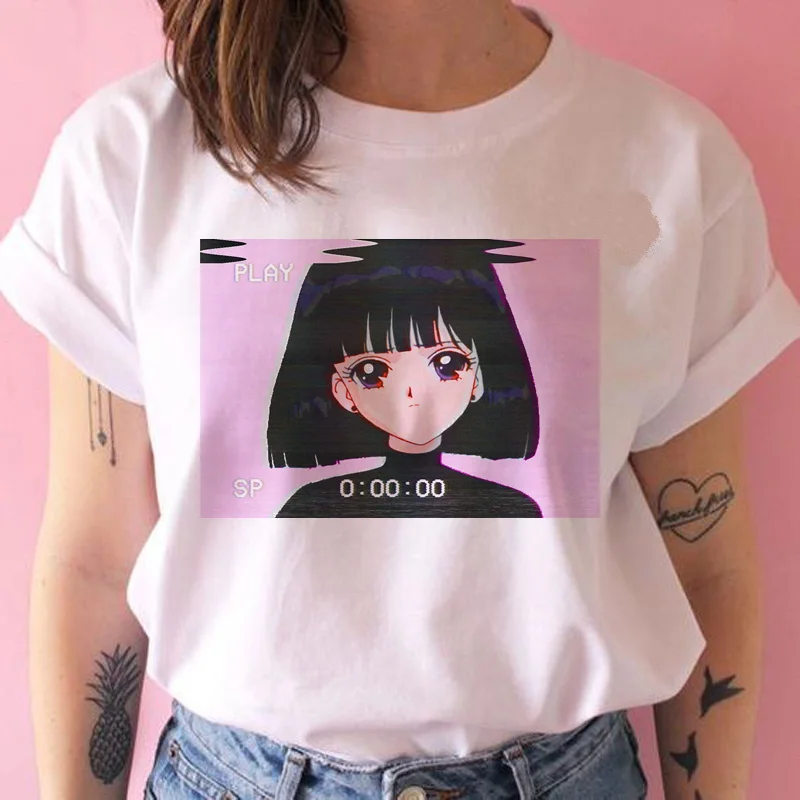 vaporwave aesthetic t shirt women korean grunge ulzzang tshirt kawaii 90s harajuku t-shirt female streetwear japanese top tee - Цвет: 0000