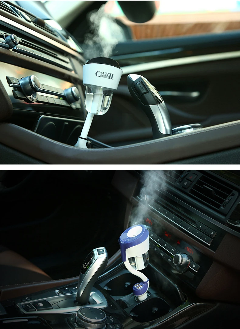 12 В Портативный Автомобильный увлажнитель воздуха II с 2 USB Автомобильное зарядное устройство порты Автомобильный Очиститель и освежитель воздуха распылитель ароматических масел автомобильные аксессуары