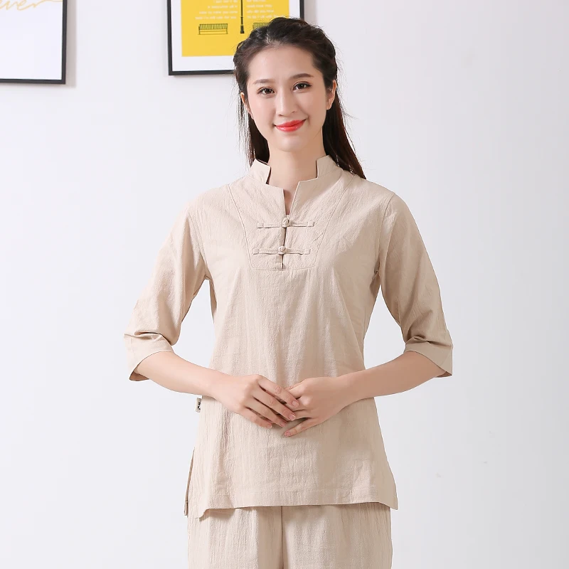 Tai chi Uniform Cotton Linen High Quality Wushu Kung fu Clothing For Women And Man Adults Martial arts Wing Chun Suit 4