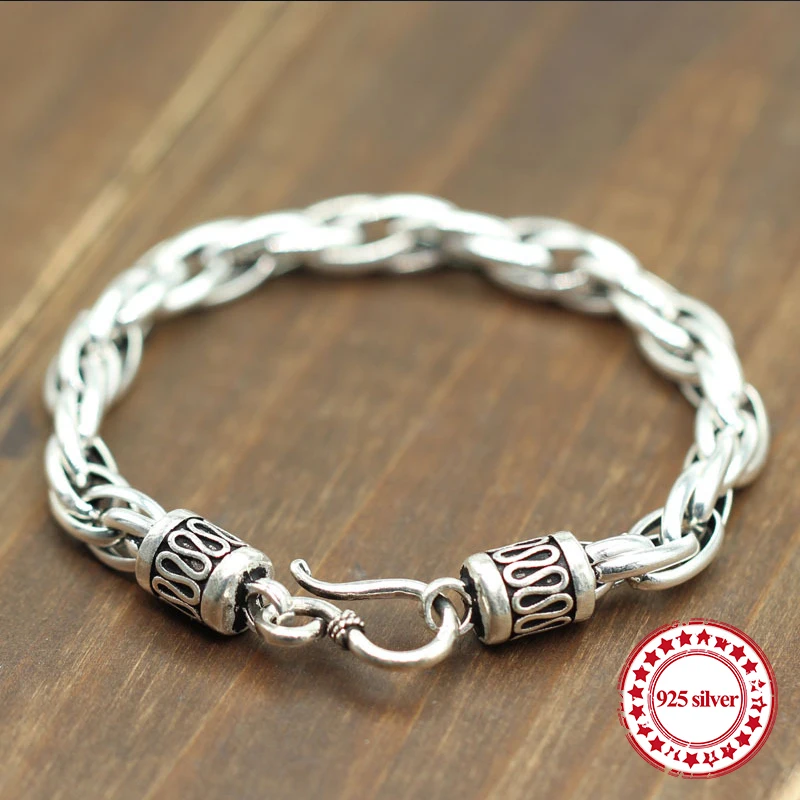 

925 sterling silver men's bracelet personalized classic retro accessories domineering twist distorted modeling send lover's gift