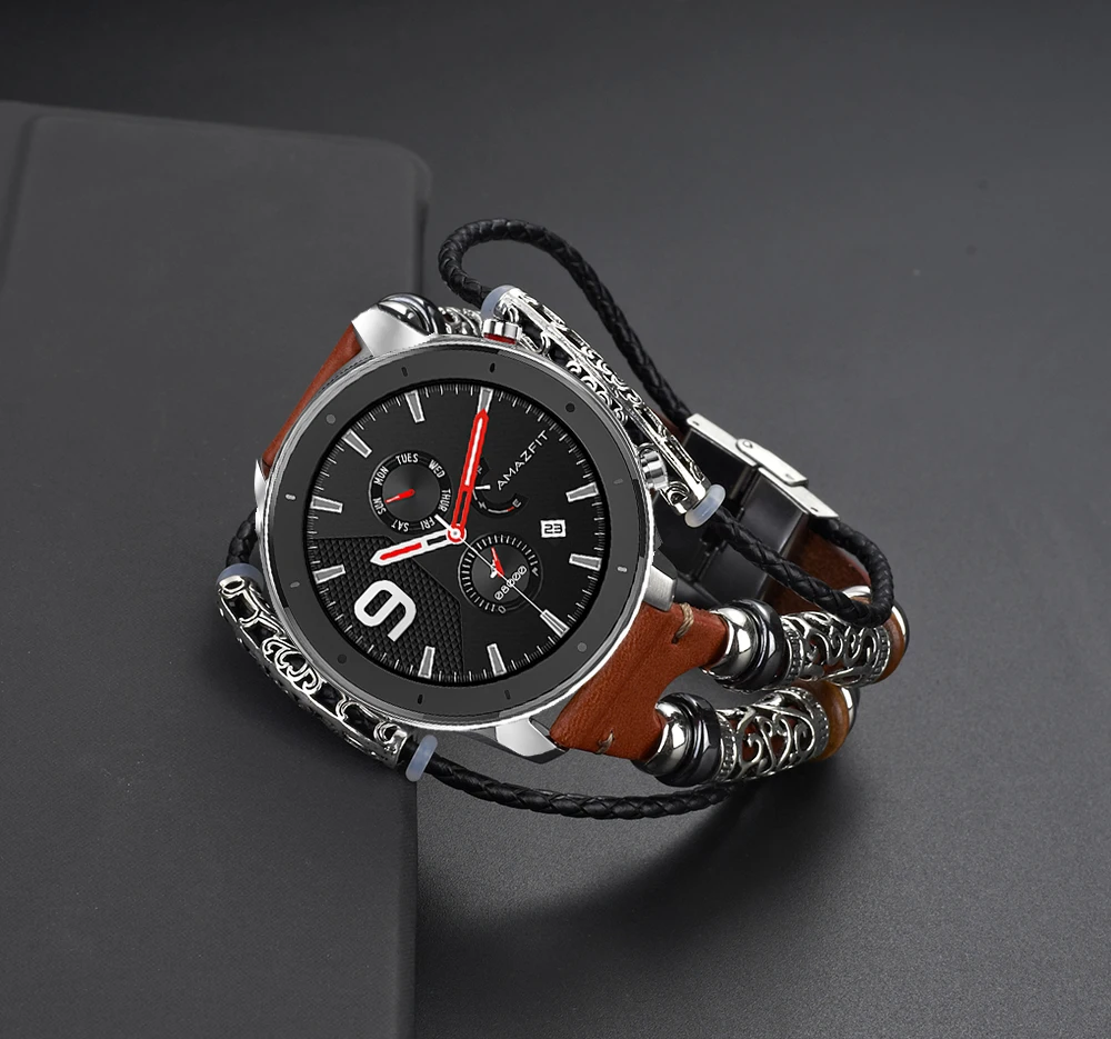 UEBN 20 мм 22 мм для samsung gear S2 S3 кожаный Ретро ремешок DIY браслет для Huami ремень Amazfit GTS/GTR 42 мм 47 мм/Bip Ремешки для наручных часов