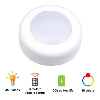 

6pcs Under Cabinet Light 16 Colors RGB Home Kitchen Led Wireless With Remote Control Wardrobe Nightlight Hotel Battery Operated