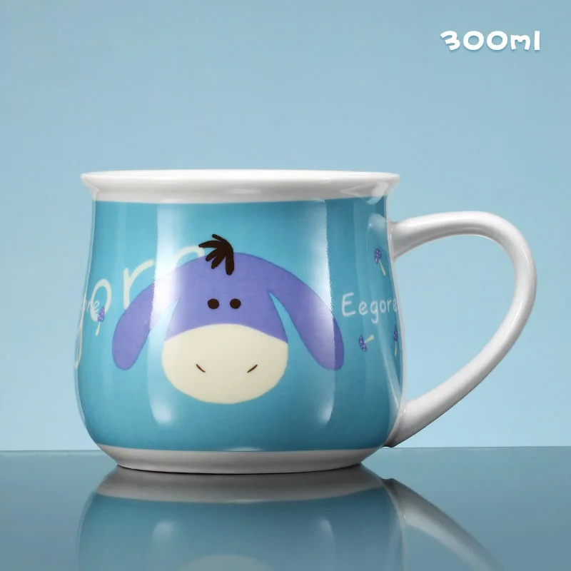 Eeyore Дисней, 300 мл, Q Edition, с рисунком Винни-Пуха, керамические чашки для воды, милые детские молочные кружки для маленьких мальчиков и девочек, рождественские подарки, Taza - Цвет: Eeyore
