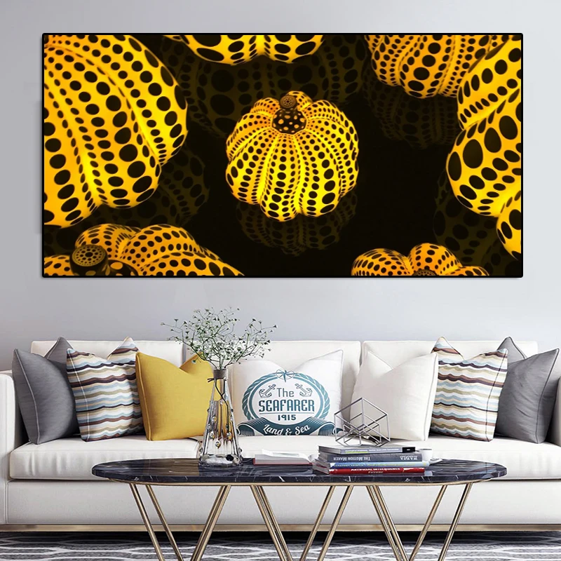 

Abstract Wall Art Yayoi Kusama Yellow Pumpkin Canvas Painting Posters and Prints Wall Pictures for Living Room Quadro Home Decor