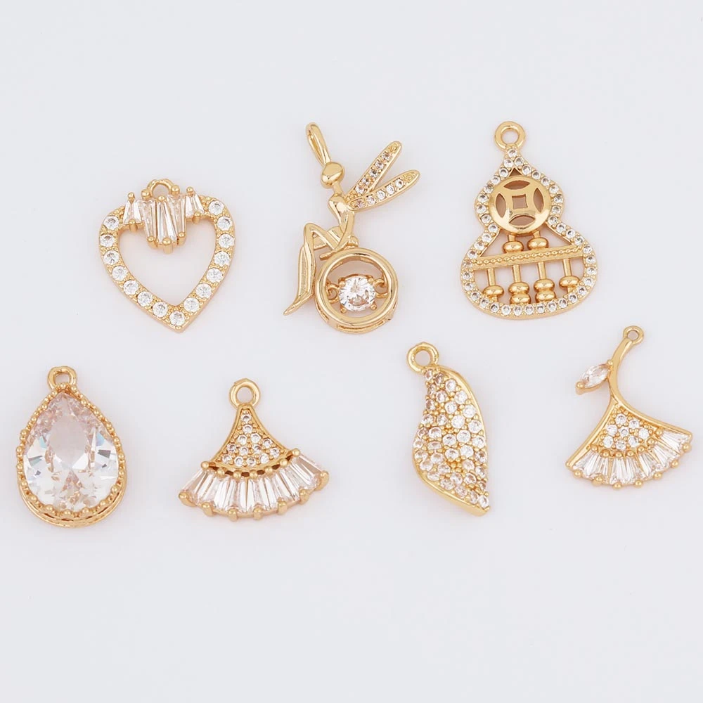 

WHSOK 30Pcs Jewelry Findings & Components/CZ Charms/Pendants For Earrings/DIY Making/Jewelry Accessories/Leaf Shapes/Hand Made