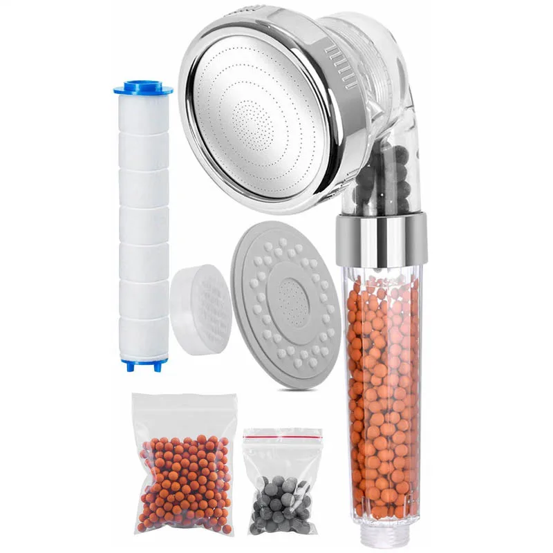 

Shower Bath Head Adjustable 3 Mode High Pressure Stone Stream Handheld Shower Head With Negative Ion Activated Ceramic Balls