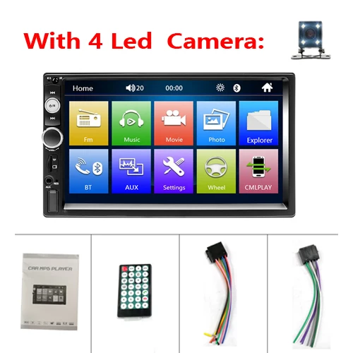 With 4 LED Camera LeeKooLuu Автомагнитола 2din автомобильный мультимедийный плеер " сенсорный экран Автомагнитола Mirrorlink Android 2din стерео с камерой заднего вида - Цвет: With 4 LED Camera