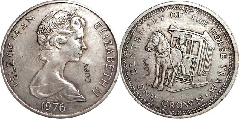 Великобритания копия старых копий монет 1 Корона 1976 остров Мэн коллекция монет - Цвет: 1976
