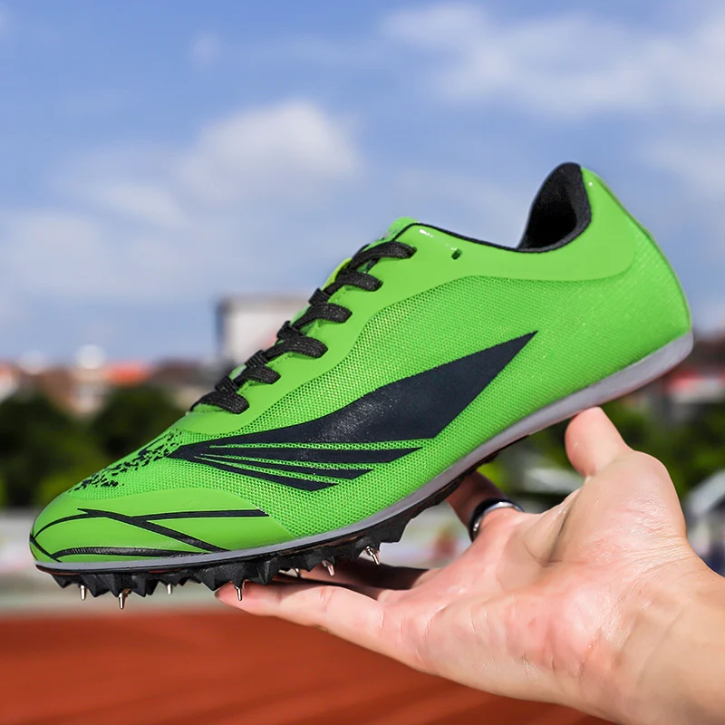 Парные спортивные и полевые туфли зеленые шиповки легкая женская весенняя обувь для бега с гвоздями кроссовки гоночная обувь