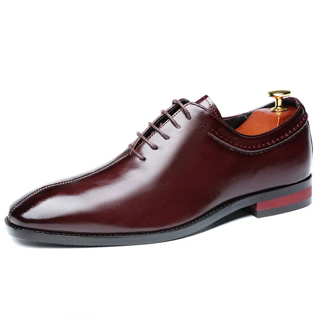 Новые Мужские модельные туфли; дизайнерские деловые лоферы на шнуровке; повседневная обувь для вождения; мужские Вечерние кожаные туфли на плоской подошве; размеры 38-48 - Цвет: Wine red