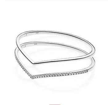 

2019 New 925 Sterling Silver Pan Bracelet Fit Original Shimmering Wish Bangle Stack For Women DIY Jewelry Birthday Gift