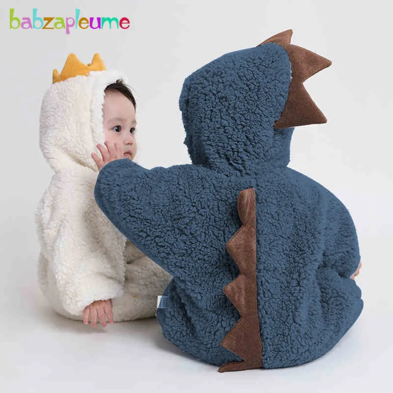 

Spring Newborn Rompers Baby Costume Infant Boys Girls Clothes Fleece Long Sleeve Hooded Cartoon Cute Dinosaur Jumpsuit BC1348-1