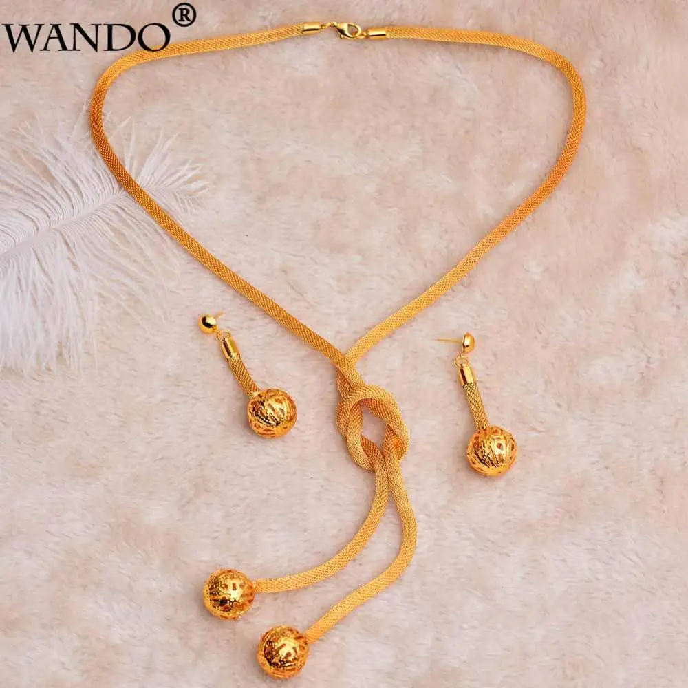 WANDO бусы Большой набор украшений ожерелье и кулон браслет серьги золотой цвет цепочка для женщин Романтический подарок Африканский набор арабский - Окраска металла: style 12