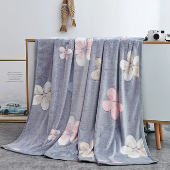 

New 1PC Gray flowers Knitting Blanket Bedding Quilt Play Blanket Warm Anti-Pilling Super Soft Microplush Flannel Blanket