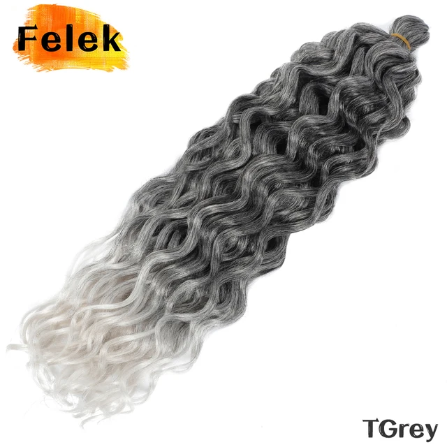 Ocean Wave Braiding Hair Extensions Crochet Braids Synthetic Hair Hawaii Afro Curl Ombre Curly Blonde Water Wave Braid For Women TGrey