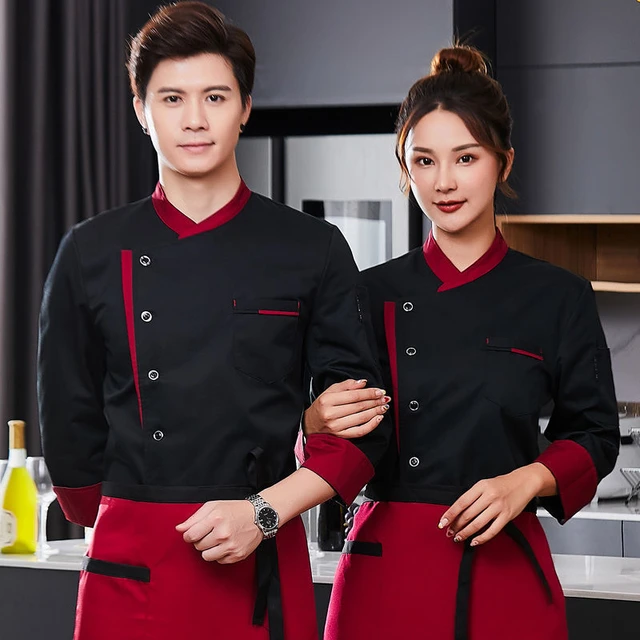 Chef Jacket Black Long Sleeve Cook Coat Men Women Restaurant Kitchen Wear  Waiter Uniform(Only Jacket)