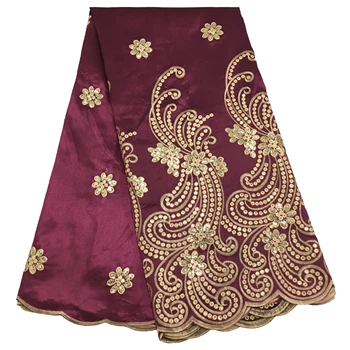 

Best Selling Nigerian Sequins Lace Fabrics 2020 High Quality Purple African French Tulle Lace Fabric For Wedding Material