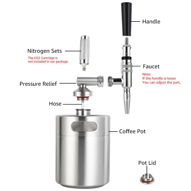 Nitro Cold Brew Kávéfőző 2L Mini Rozsdamentes Acél Hordó Otthoni Sör Készlet Bae/Kávézó/Barkácskávé Szerelmeseinek - Image 2