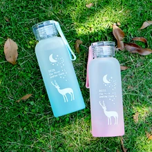 Корейская версия креативная матовая стеклянная бутылка для воды Милая Модная Портативная герметичная BPA Спортивная бутылка для напитков для девочек