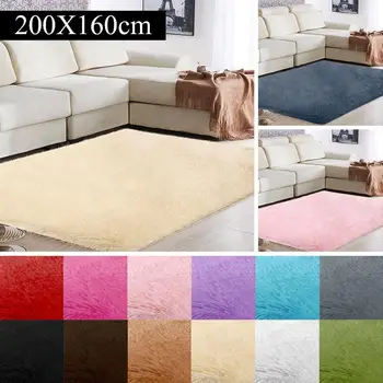 

Polyester Fiber Fluffy Bright Shaggy Fluffy Rugs Carpet Floor Area Rug Mat Decoration Living Room Home Sofa