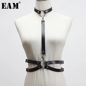 

[EAM] Pu Leather Black Metal Buckle Split Long Double Layers Belt Personality Women New Fashion All-match Spring 2020 1T192
