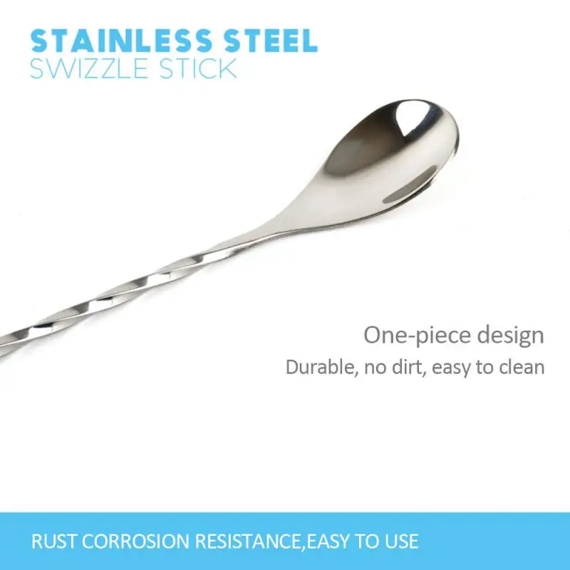 1 Pcs Stainless Steel Mixing Cocktail Spoon Spiral Pattern Bar Teadrop Spoon Stir Bar Tool Bartender Tools