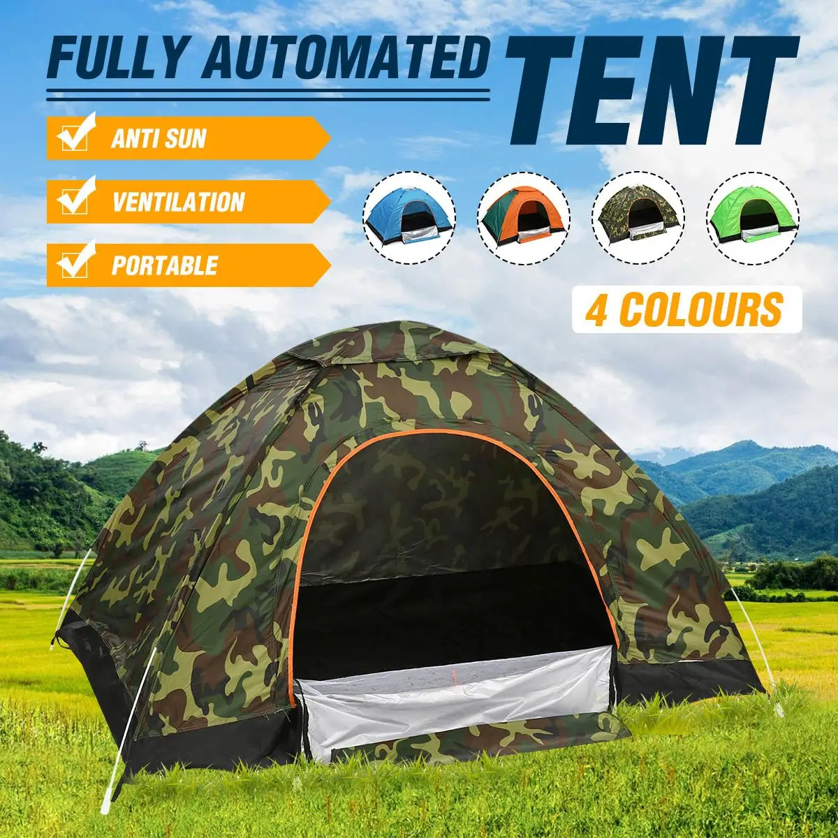 4 Colors Foldable Waterproof Single-door Free-to-build Automatic Quick-opening Outdoor Travel Camping Tent Beach Sun Shelter |