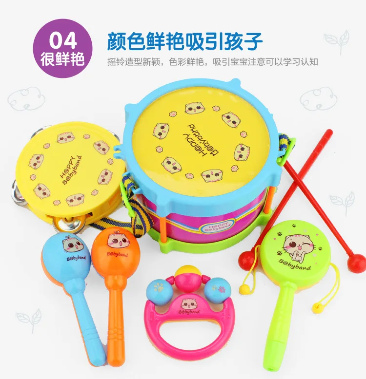 Bay Kai Odd BABY'S погремушка игрушка барабанный класс игрушка(боковой барабан+ Погремушка+ ручной Колокольчик+ бубен+ погремушка 2 шт