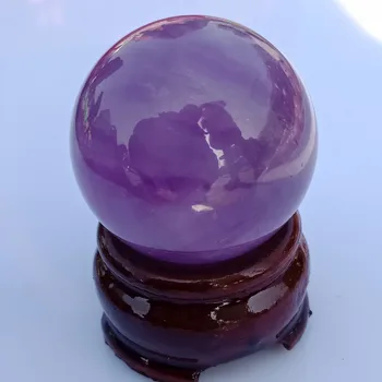 

dhxyzb 40-55mm Natural Amethyst stone Rock purple crystal Quartz sphere Ball Mineral gift wooden base Reiki healing Home decor