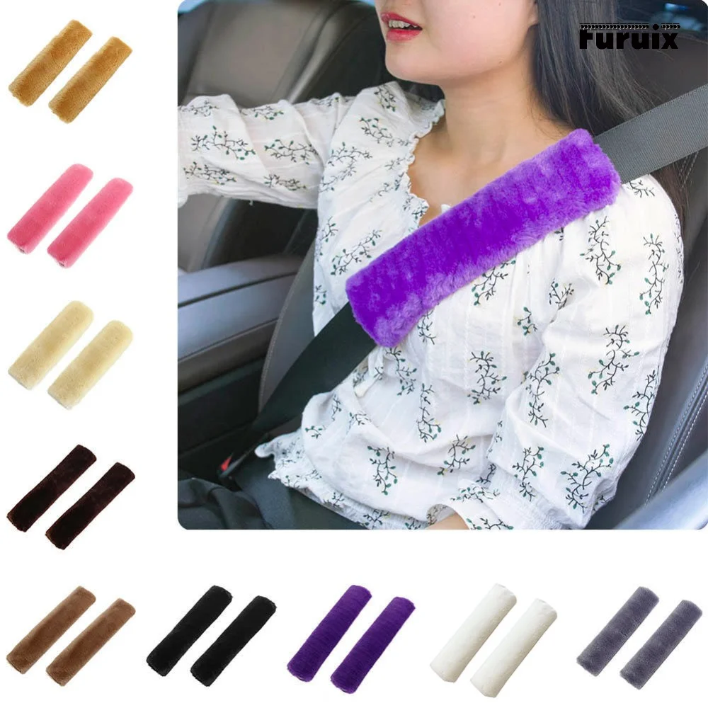 

Soft Faux Sheepskin Seat Belt Shoulder Pad for A More Comfortable Driving, Compatible with Adults Youth Kids