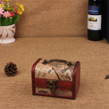

Nautical Map With Handle Lock Jewelry Box Wooden Retro Storage Box Home Storage Accessories