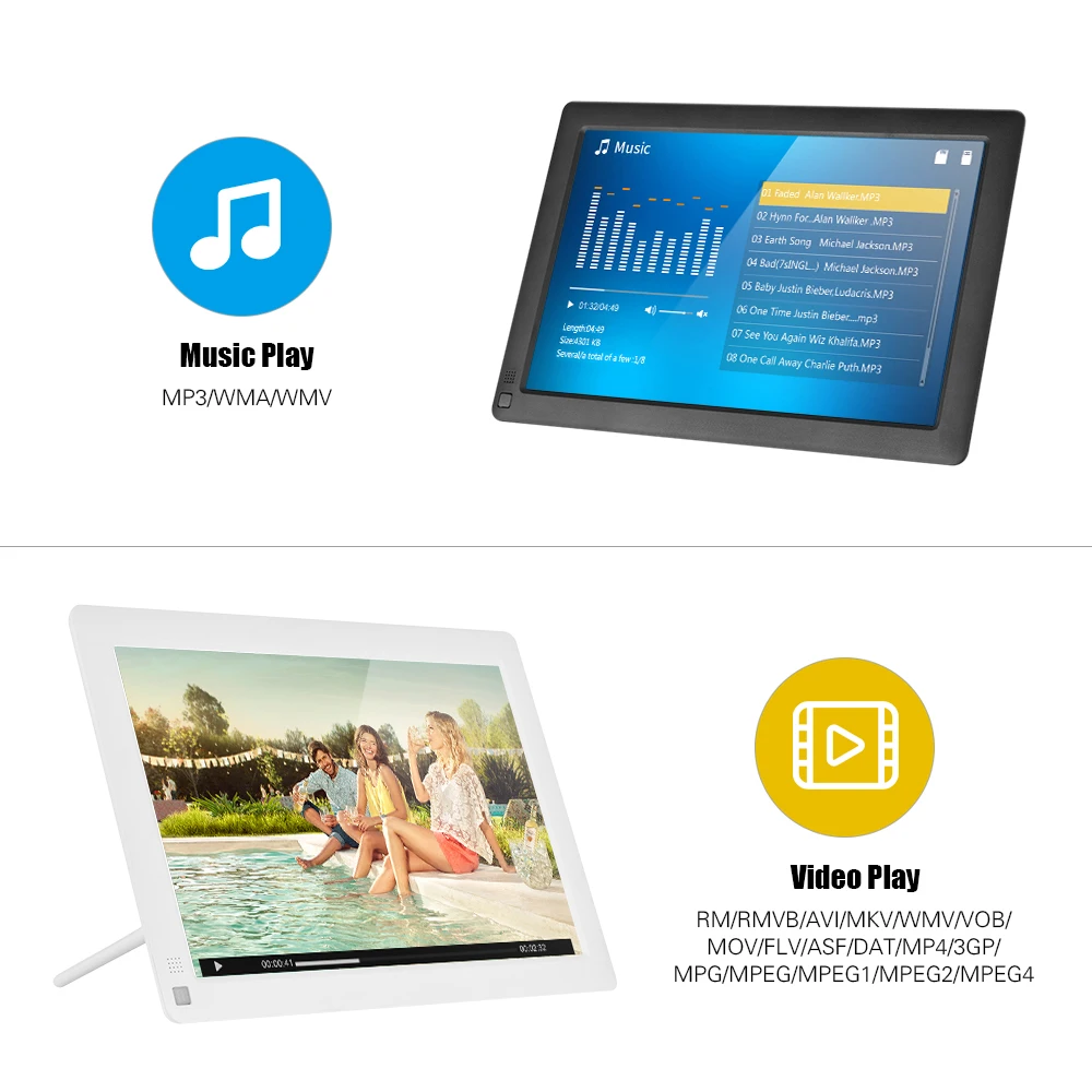 Andoer 10,1 дюйма ультратонкий ips lcd Цифровая фоторамка Настольный альбом 1280*800 поддерживает фото/музыку/видео/часы(6 режимов