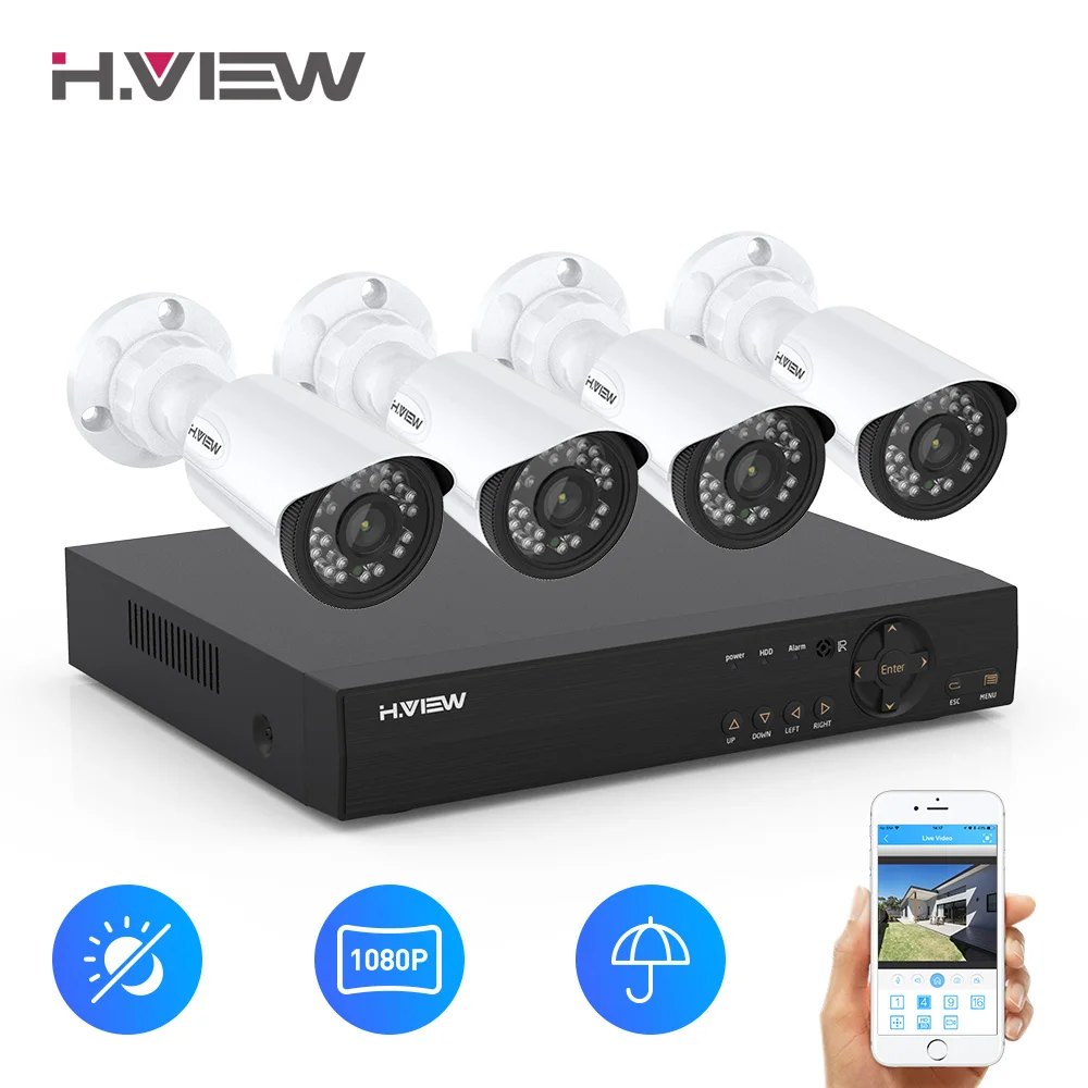 H.View 8CH CCTV System 1080P 8CH CCTV DVR Surveillance System 4PCS 1080P 2.0MP IR Outdoor Security  - 32309536585