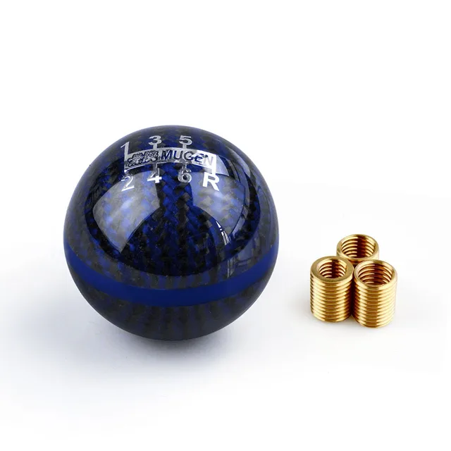 Mugen Power 5/6 Speed Racing Gear Shift knob Black Carbon Fiber With Red Line Or Blue Line for 95% cars blue and blue-6speed