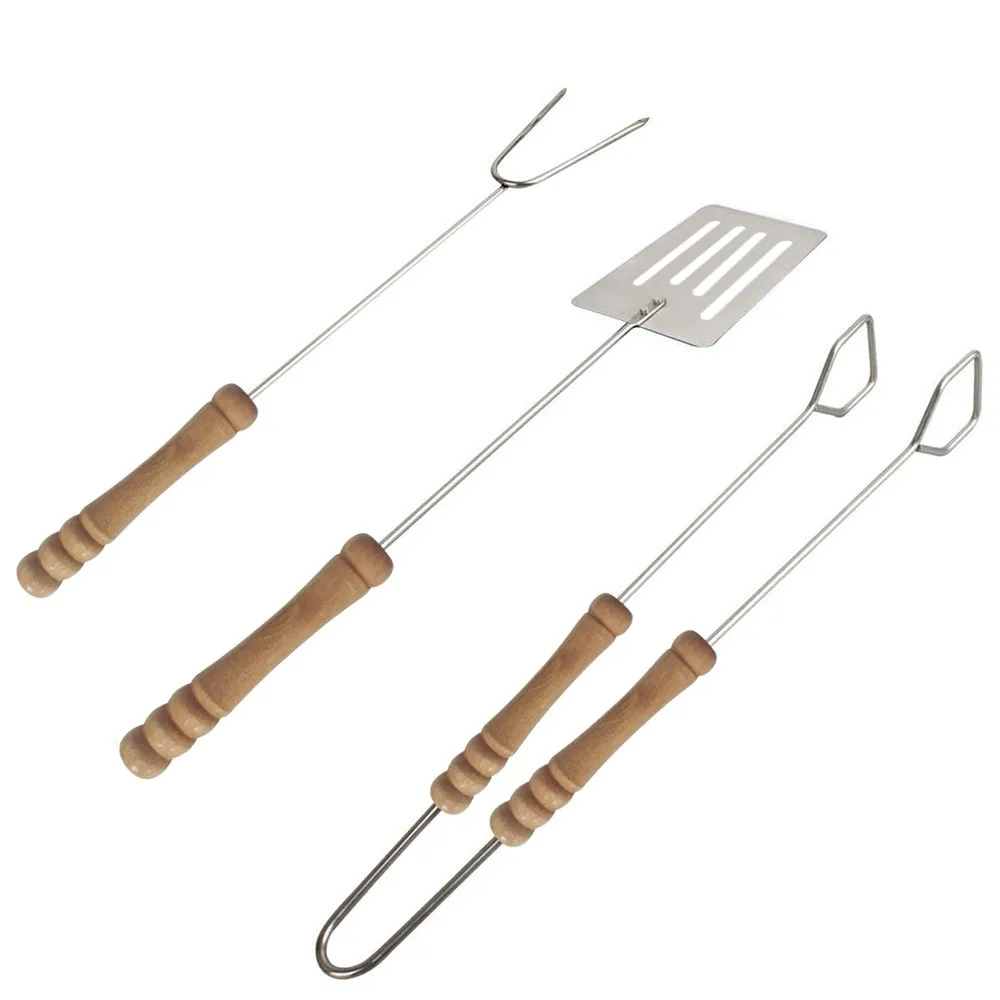 3 uds. Tenedor de barbacoa de acero inoxidable pinzas juego de pinchos asado en barbacoa herramienta para asar, espátula pala para asar juego de pinzas herramienta de cocina | - AliExpress