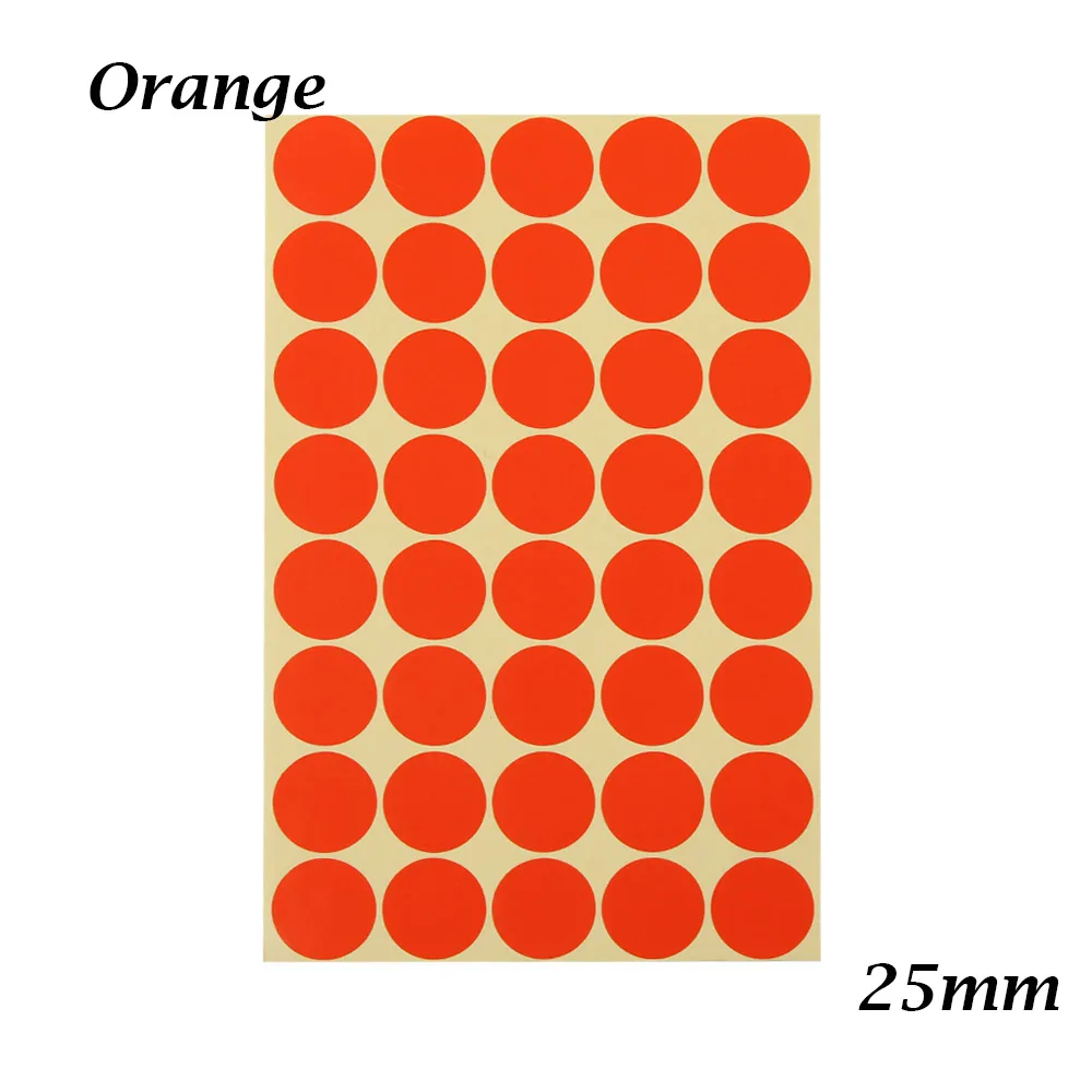 orange 25mm 5 листов, 25 мм, цветные наклейки в горошек, s этикетка, круглые точки, круглые точки, канцелярские товары, посылка, бумага, клейкая наклейка, сделай сам, вечерние, Декор - Цвет: orange 25mm