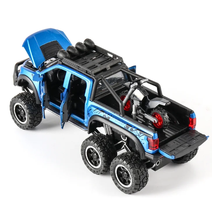 Новинка, 1:32, Ford Raptor F150, большое литое колесо, литая под давлением, модель автомобиля со звуком, светильник, оттягивающий назад, автомобиль, игрушки для детей, подарки на Рождество