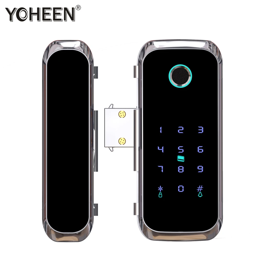 Yoheen WiFi Bluetooth TTLock APP отпечаток пальца стеклянная раздвижная дверь замок для офиса и