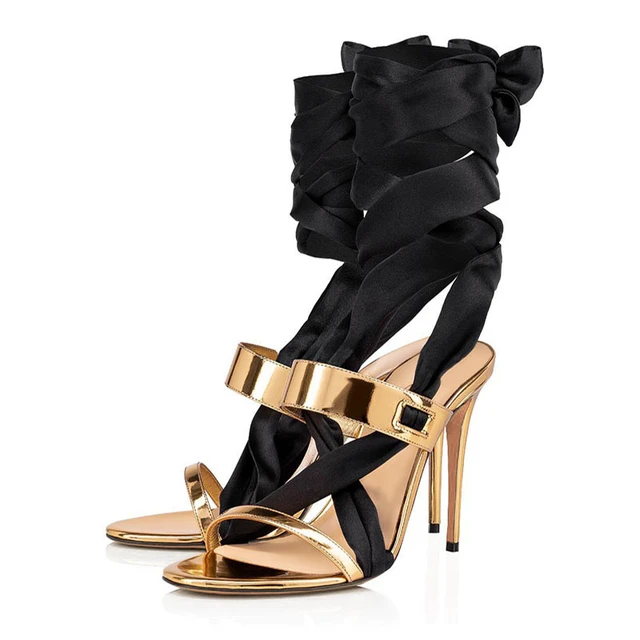 Buy Black & Gold Heeled Shoes for Women by AJIO Online | Ajio.com