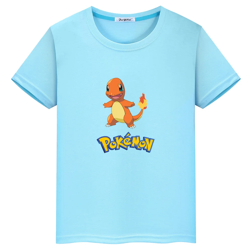 Squirtle Аниме Пикачу чармандер, генгар, с принтом Детские футболки для мальчиков и девочек, Рубашка с короткими рукавами футболка детские хлопковые топы-весеннее платье-пачка
