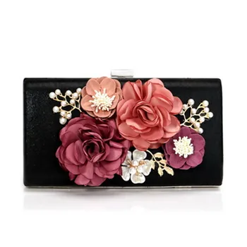 

Women Fashion Flower Wedding Party Evening Bags Small Day Clutches with Chain Shoulder Lady Shell Beaded Purse Handbags Gifts