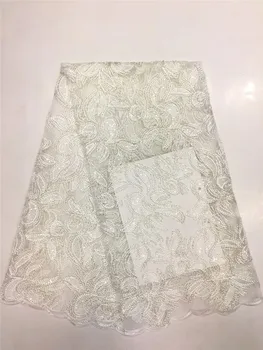 

New fashions sequined lace fabric high-quality white Nigeria French mesh lace fabric FZ919
