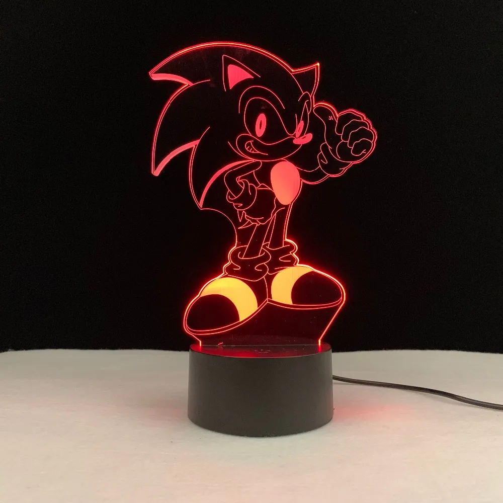 VCity мультипликационный персонаж 3D Соник Хвосты костяшки лампа светодиодный сенсорный ночник Удаленная акриловая пластина подарок для детей