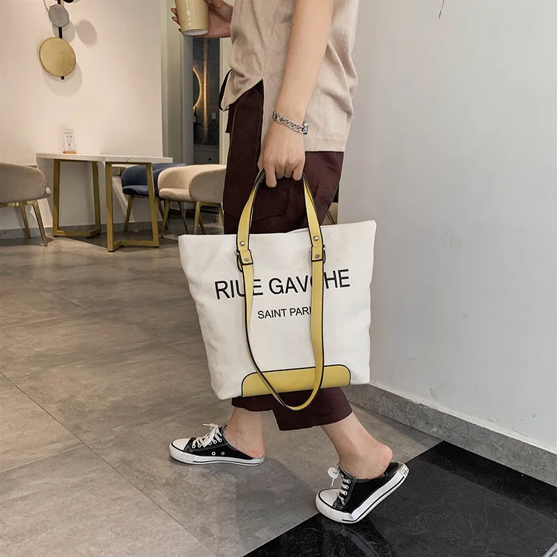 

Summer simple big bag new 2019 large capacity women's bag ins canvas popular handbag