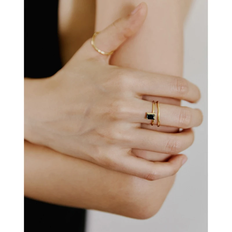 F.I.N.S Simple Wave Pattern Irregular S925 Sterling Silver Ring Slim Stackable Female Rings for Women Girls Jewelry