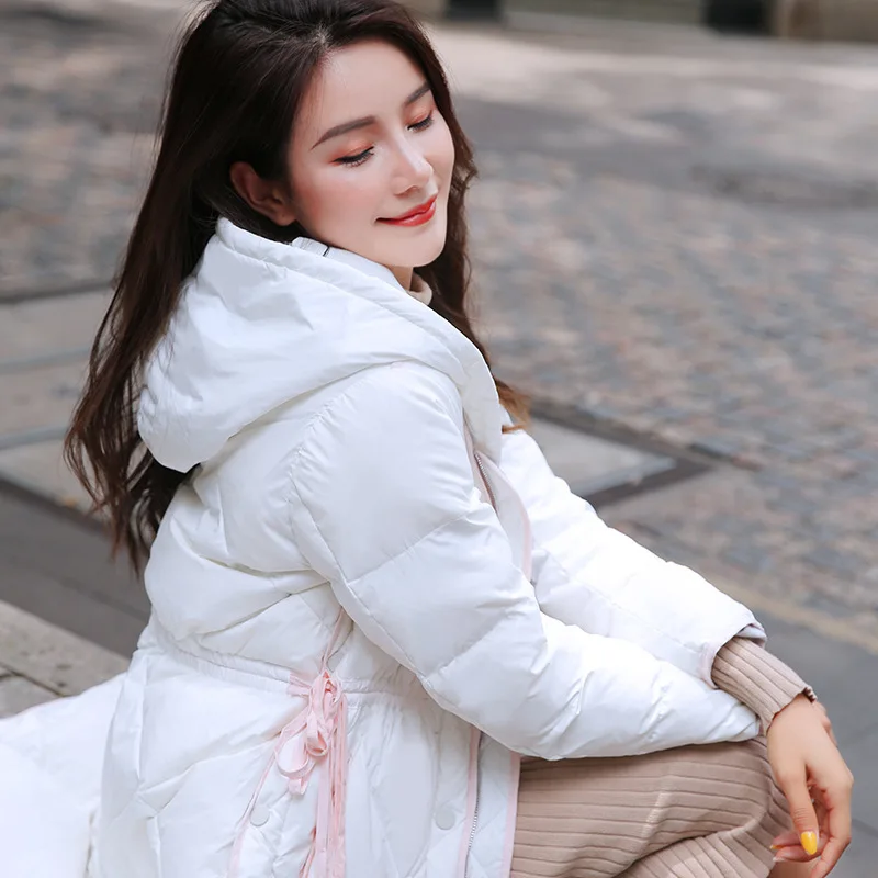 

White Duck Down Jacket Women Two Side Wear Down Coat Puffer Jacket Winter Coat Women Warm Parka Casaco 8077 YY1227